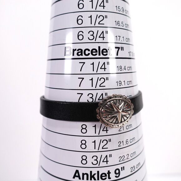 King Baby Star Concho Black Leather Bracelet With Hook Clasp .925 USA - Picture 11 of 11